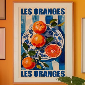 Orange Zitrus Print: 70s Retro Küche Wandbild