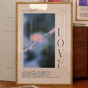 Aura Love Poster, Minimal Typography Design, Emotional Blur Composition, Soft Color Gradient Art