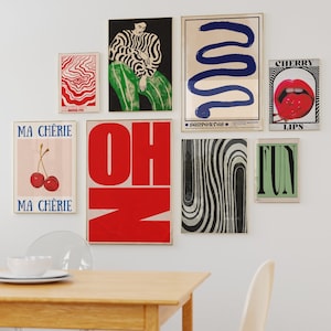 70s Retro Wand Kunst Druck Set: Psychedelische Y2K Dopamin Deko (Digitaler Download)