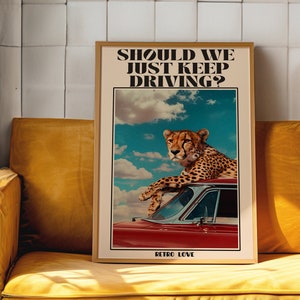 Cartel retro, arte de pared de moda, arte psicodélico, decoración de dopamina, impresión digital Y2k, arte estético, cartel de los años 70, estampado animal, arte de pared trippy