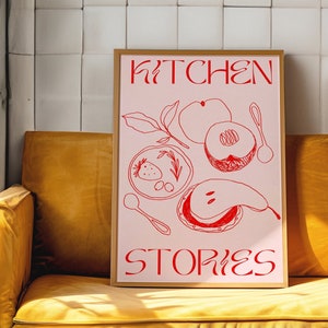 Retro Kitchen Print: 70s Food Line Art (Digital Download)