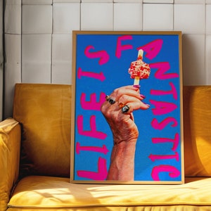Cartel de Verano, Arte de pared de los años 70, Arte de pared rosa, Cartel de cocina, Cartel de casa de verano, Arte psicodélico, Impresión de helado, Arte trippy, Impresión preppy
