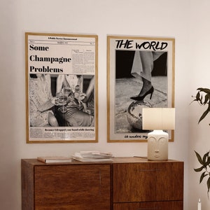 70s Retro Print Set: Disco Ball & Newspaper Art (Digital Download)