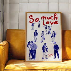Cartel de amor, impresión de pared de los años 70, arte de pared roja, cartel de muy buen gusto, cartel estético, arte de pared de moda, arte psicodélico, impresión retro, cartel trippy