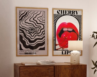 70s Retro Wall Art Print Set: Psychedelic Y2K Trendy Posters (Digital Download)