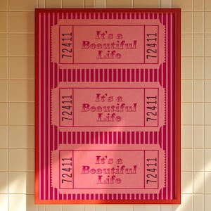 チケットポスター、トレンディなバーカートプリント、キッチュな美的アート、プレッピープリント、美しい生活のポスター、ピンクのウォールアート、レトロポスター、ドーパミンデコレーション