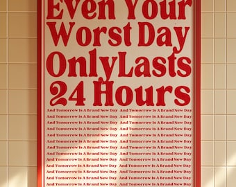 Red Typography Poster: Positive Affirmation, Kitsch Decor (Digital Download)