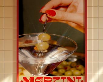 Retro Martini Cocktail Print: 70s Bar Cart Wall Art (Digital Download)