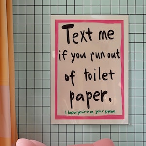 Badezimmer Wanddekor, Humorvolle Poster, Lustige Badezimmer Kunst, Typografie Poster, Kitsch Ästhetischer Druck, Dopamin Dekor, Rosa Wandkunst