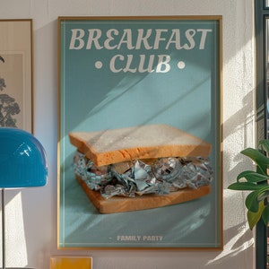 Breakfast Club-poster, print discobal, retro wanddecoratie, vintage poster, trendy kunstprint, keuken wanddecoratie, trippy poster, preppy print
