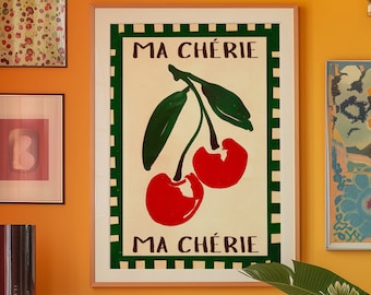 Cherry 'Ma Chérie' Poster: Retro Kitchen Wall Art
