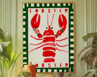 Lobster Poster: Retro Psychedelic Kitchen Wall Art (Digital Download)