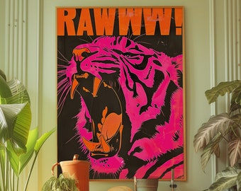 Pink Tiger Poster: Psychedelic Maximalist Art (Digital Download)