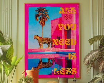 Impression d'art psychédélique tigre rose, an 2000 (impression numérique)