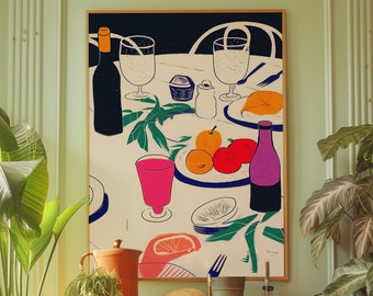 70s Retro Kitchen Poster: Psychedelic Dining Room Wall Art (Digital Download)