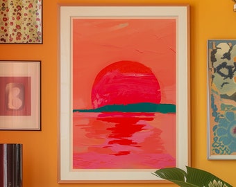 Sunset Art Print: Red Sky, Summer Vibes