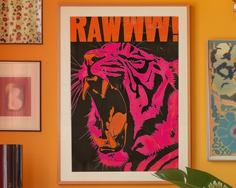 Poster Tiger : impression d'art psychédélique maximaliste