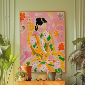 Eclectic Woman Art Print: 70s Retro Pink Poster (Digital Download)