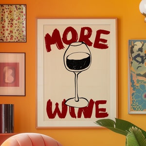 Más póster de vino, póster de los años 70, arte mural rojo, póster de cena, decoración de pared de cocina, arte mural psicodélico, impresión retro, póster psicodélico, impresión de bar