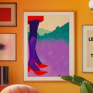 Red Shoe Art Print: 70s Style Woman Poster