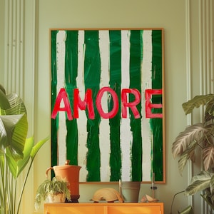 Typography Poster, Green Wall Art, Stripe Print, Kitchen Wall Decor, Psychedelic Art, Dopamine Decor, Eclectic Wall Art, Maximalist Poster
