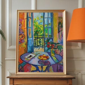 Impressão artística inspirada em Matisse: Natureza morta de cozinha retrô