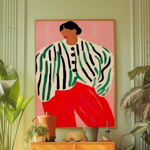 Red Woman Art Print: Retro Psychedelic Y2K Poster (Digital Download)