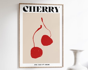 Retro Cherry Print: 70s Style Funky Wall Art