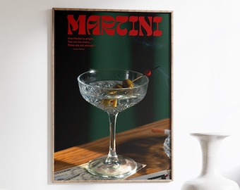 Retro Martini Print: 70s Psychedelic Bar Wall Art