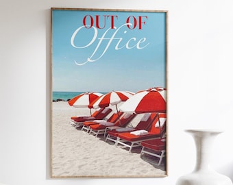 Beach Wall Art Print: 'Out of Office' Summer Poster
