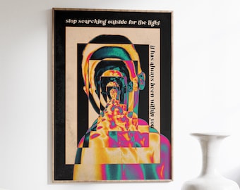 Trippy Psychedelic Art Print: 70s Retro Gradient Poster