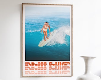 Retro Surfing Poster: 70s Psychedelic Wall Art