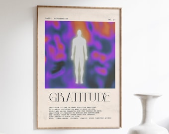 Gratitude Print: Psychedelic Aura, Retro 70s Wall Art