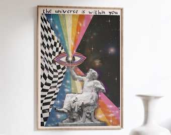 Psychedelic Cosmic Art Print: 70s Spiritual Decor