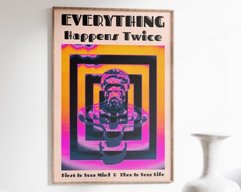 Psychedelic Gradient Art Print: 70s Retro Wall Decor