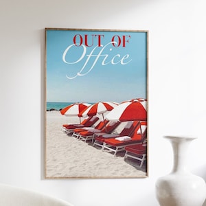 Beach Wall Art Print: &#39;Out of Office&#39; Summer Poster