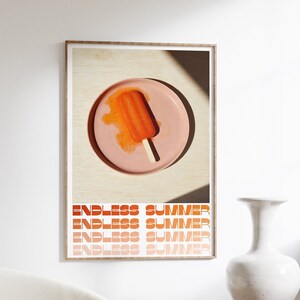 Cartel de helado, cartel de verano, cartel de los años 70, arte de pared naranja, arte de pared de moda, cartel vintage, arte psicodélico, impresión retro, cartel trippy