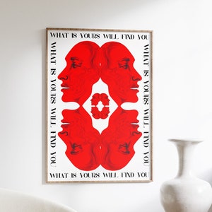 Affirmation Poster, 70s Wall Print, Red Wall Art, Newspaper Poster, Spritual Wall Print, Psychedelic Wall Art, Retro Print, Trippy Wall Art