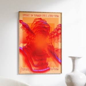 Póster psicodélico, póster de los años 70, arte mural rojo, arte mural moderno, impresión hippie, póster vintage, decoración de habitación psicodélica, impresión retro, póster degradado