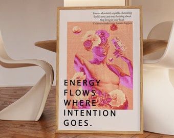 Affirmation Aura Print: 70s Retro Psychedelic Wall Art (Digital Download)