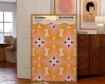70s Retro Pattern Print: Funky Psychedelic Wall Art (Digital Download)