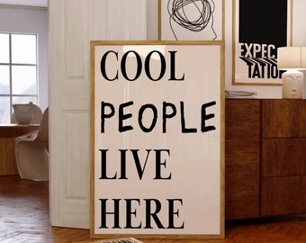 People Live Here Print, 70s Retro Typography (Digital Download
