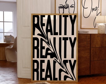 Distorted Reality Typography Print: 70s Retro Wall Art (Digital Download)
