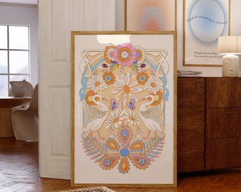 70er Jahre Retro Blumen Kunstdruck: Groovy Home Decor (Digitaler Download)