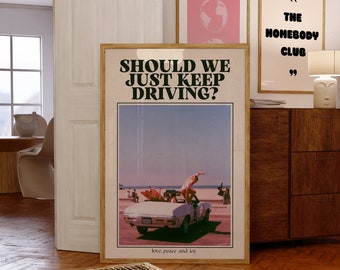 Retro Car Poster: 70s Psychedelic Wall Art (Digital Print)