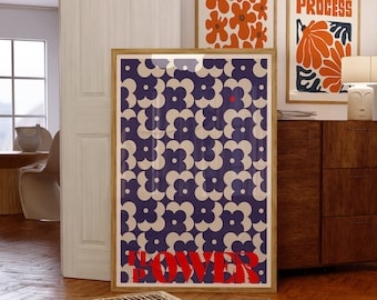 70s Flower Power Print, Retro Floral Wall Art (Digital Download)
