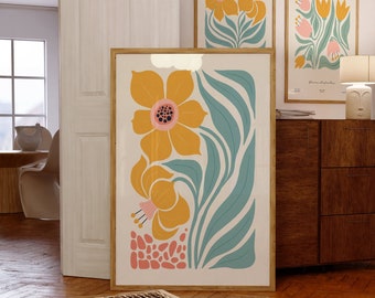 70s Floral Wall Art: Retro Flower Power Print (Digital Download)