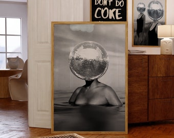 Disco Ball Poster: 70s Retro Party Art (Digital Download)