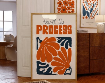 Trust The Process Retro Flower Print: 70s Floral Wall Art (Digital Download)
