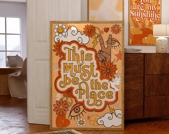70s Floral 'this Must Be the Place' Vintage Poster (digital
